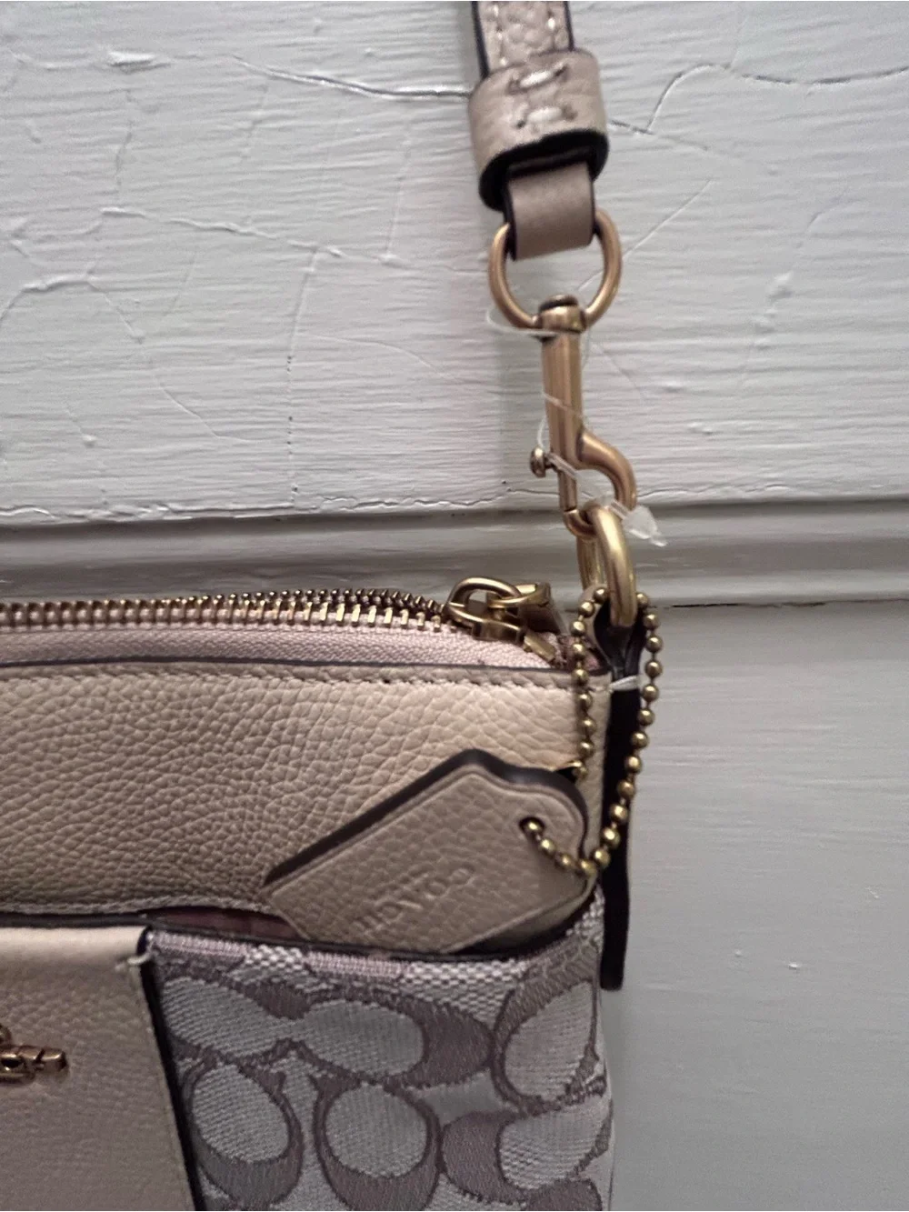 NWT! COACH Signature Jacquard Kitt Stone Ivory Messenger Crossbody Bag